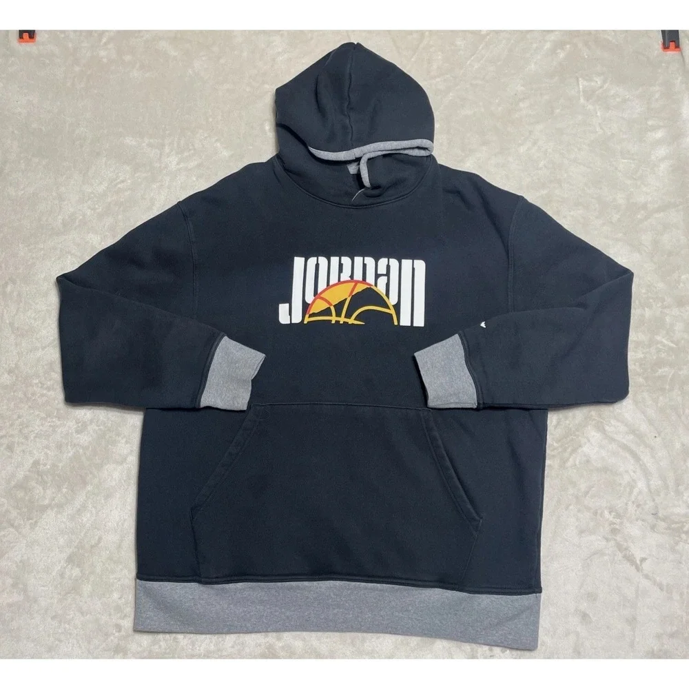 Nike Jordan Hoodie Mens Size XL Black Spell Out Graphic Pullover Sweatshirt